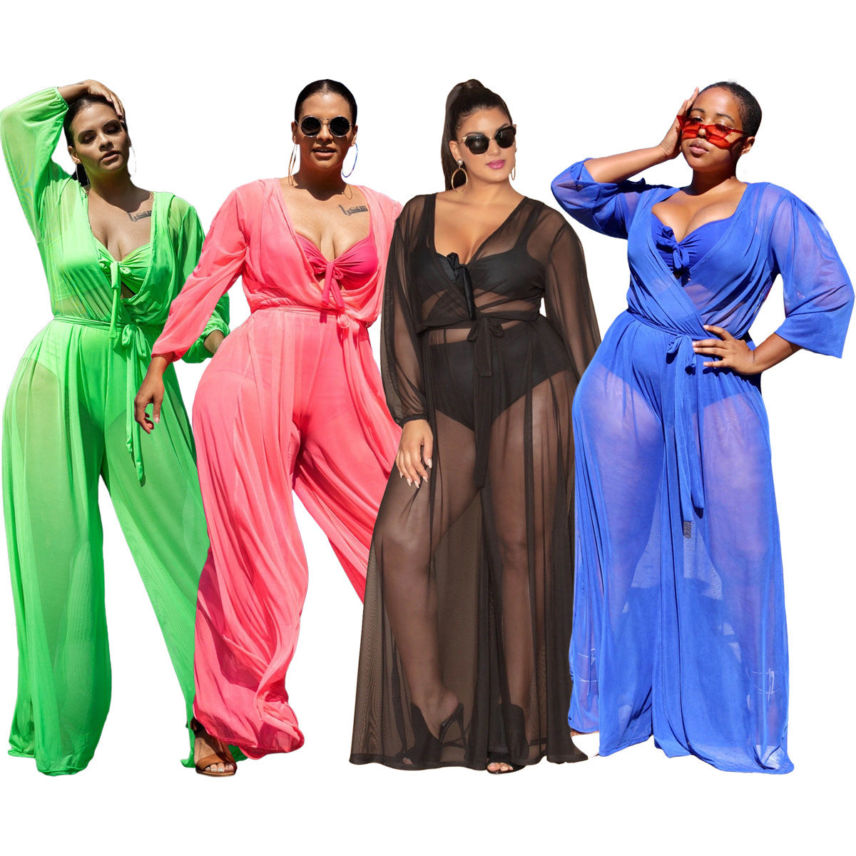 Women's Sheer Mesh Plus Size Women's Jumpsuit - Mubimart -  