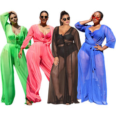 Women's Sheer Mesh Plus Size Women's Jumpsuit - Mubimart -  