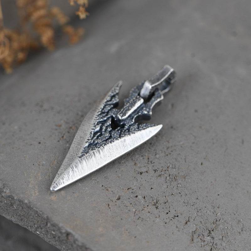 Mens Silver Necklace With Stone Weapon Shape - Mubimart