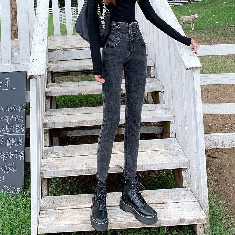 High Waisted Jeans Women Autumn Style - Mubimart