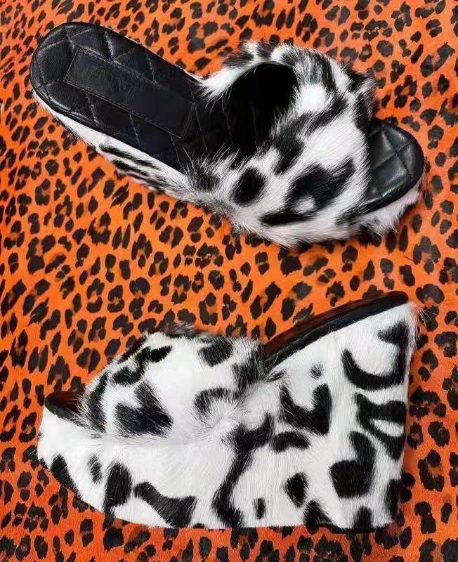 Wedge Heel Slippers Ladies High Heel Muffin Drag - Mubimart