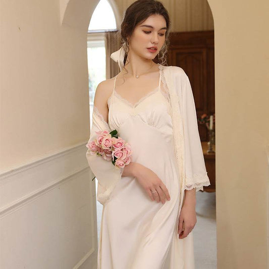 Women's Fashion Simple Halter Lace Loungewear Set - Mubimart