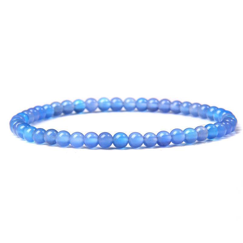 4mm Natural Agate Stone Beads Energy Charm Bracelet For Women - Mubimart