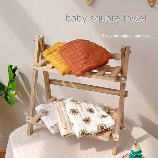 Four-layer Bamboo Fiber Saliva Towel Baby Burp Water-absorbing Bib Can Be Hung - Mubimart