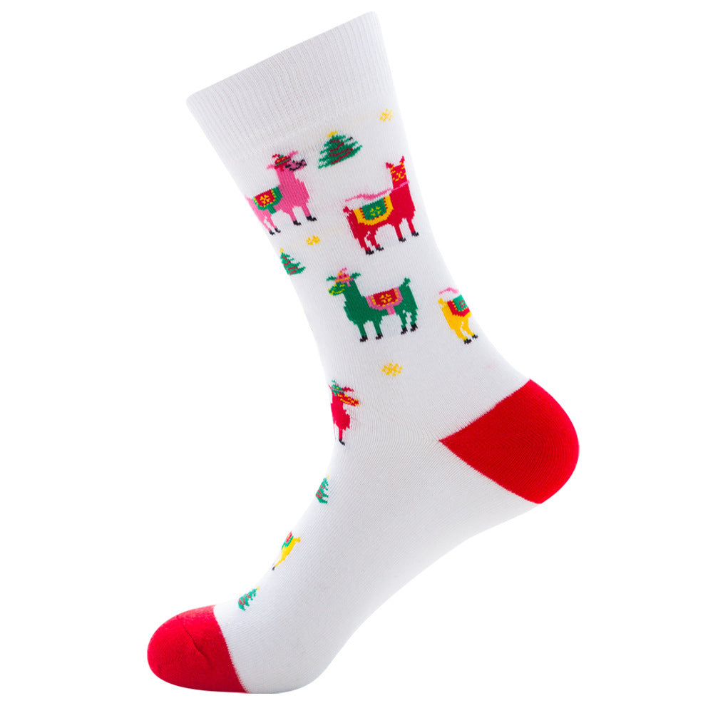 Men's Socks Santa Claus Moose Men's Mid-tube Socks Tide Cotton Socks - Mubimart -  