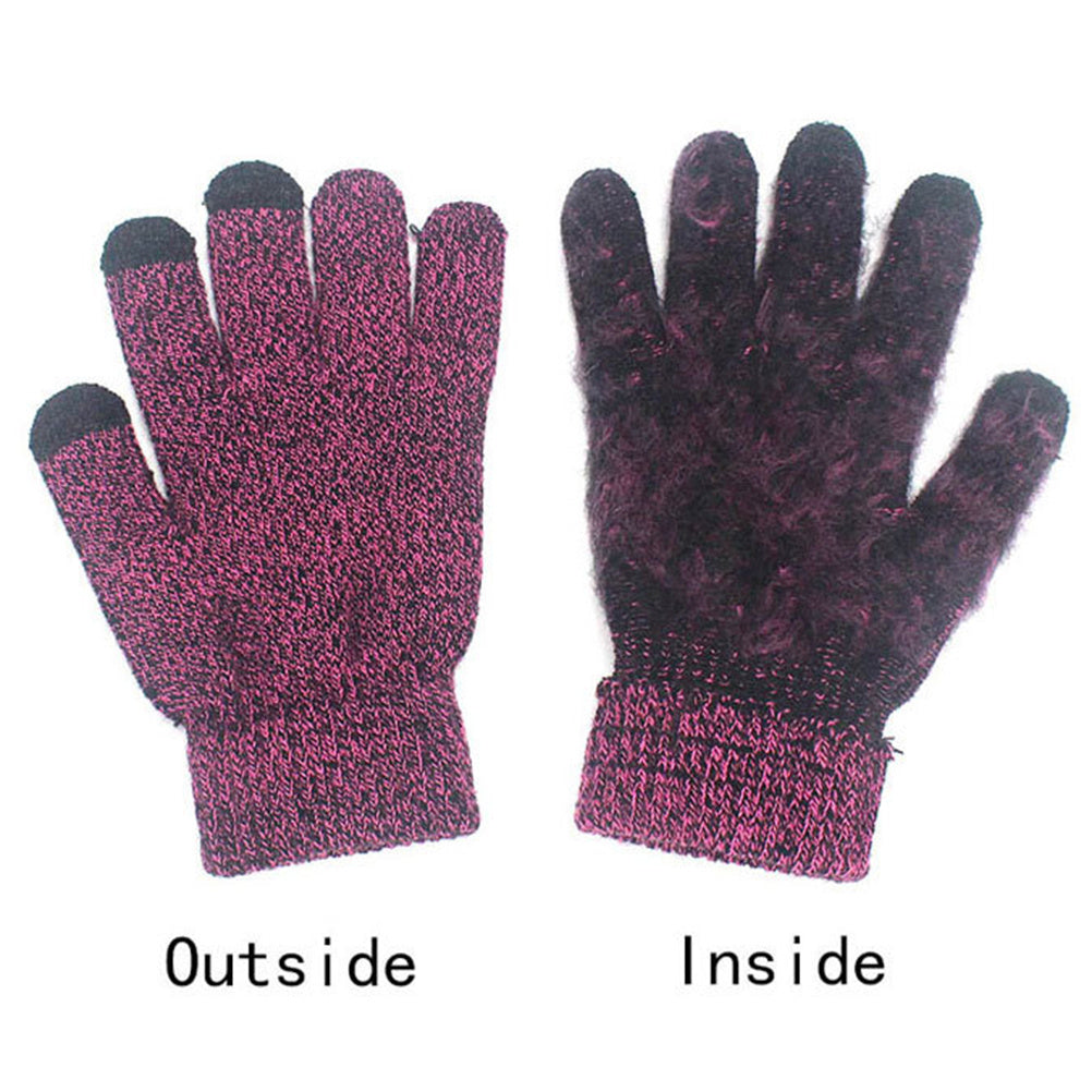 3-teiliges Winter-Strickmütze-Schal-Handschuh-Set mit Fleece-Futter, warme Beanie, Touchscreen-Handschuhe für Damen und Herren, Outdoor, Radfahren, Skifahren