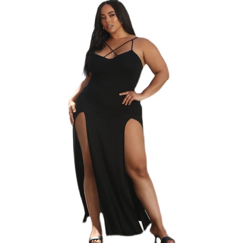 Plus Size Fat Women Dresses Summer Sling Big Dress - Mubimart -  