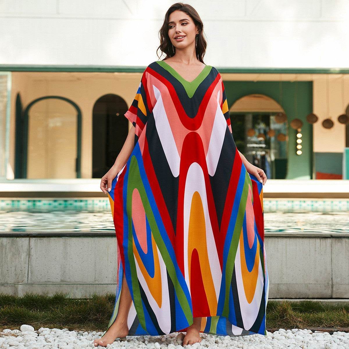 Plus Size Robe Blouse Beach Bikini Vacation Coat Dress Women - Mubimart
