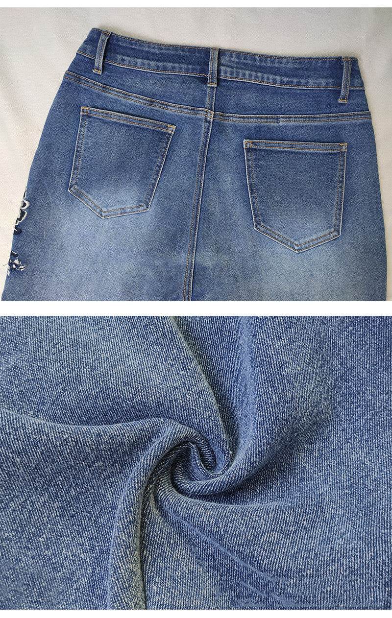 Women's Embroidered Bootcut Slim Fit Jeans - Mubimart