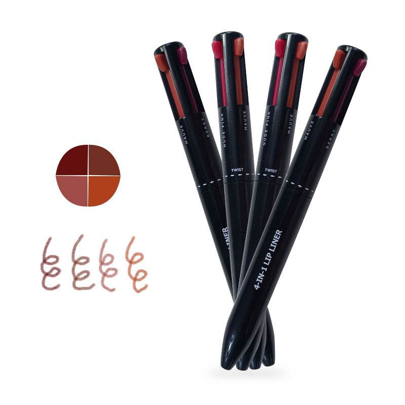 4 In 1 Makeup Lipliner Pencil Waterproof Touch Up Long Lasting Easy Color Ballpoint Eyeliner Pen - Mubimart