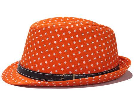Star Print Hip Hop Belt Buckle Fedora Hat - Mubimart