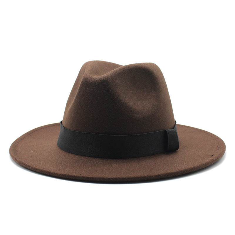 New Panama Flat Brim Fedora Hat Woolen Hat Men's And Women's Hats - Mubimart