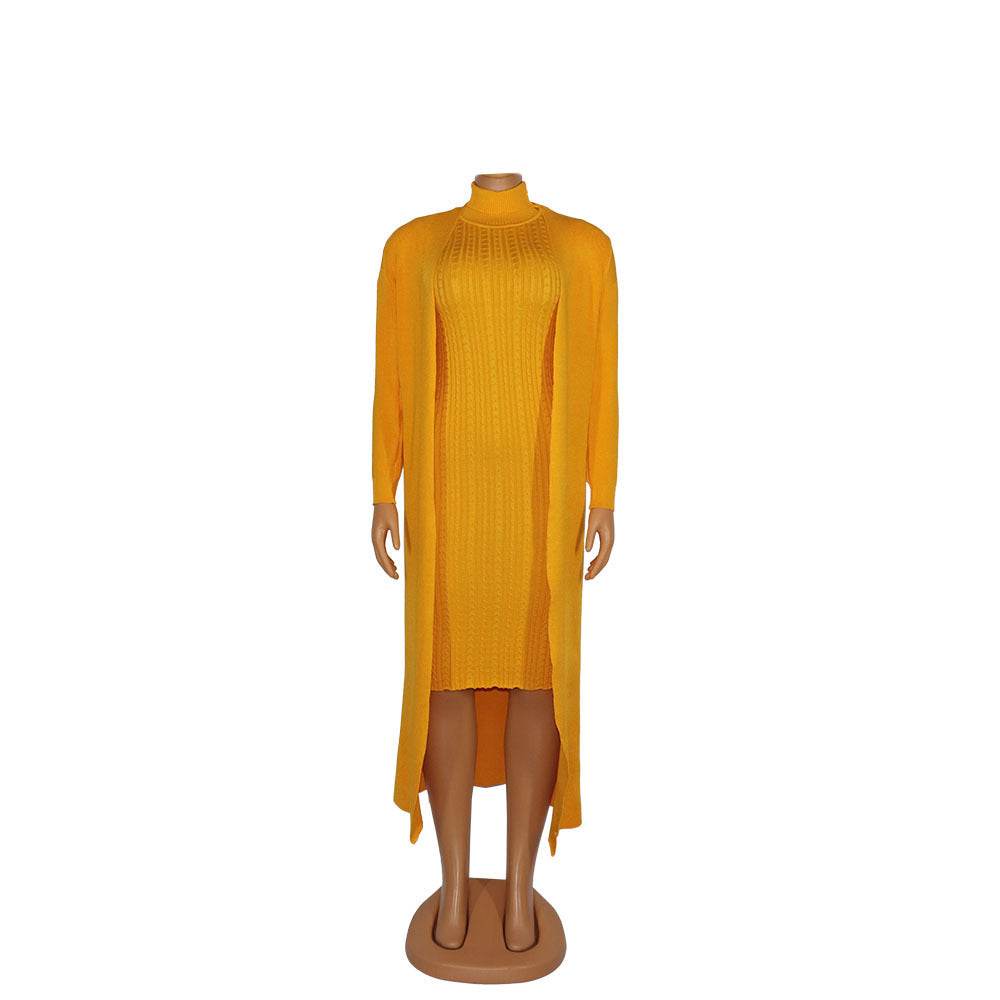 Women's Knitting Sweater Suit Skirt Slim Fit Plus Size Turtleneck Loose Elastic - Mubimart