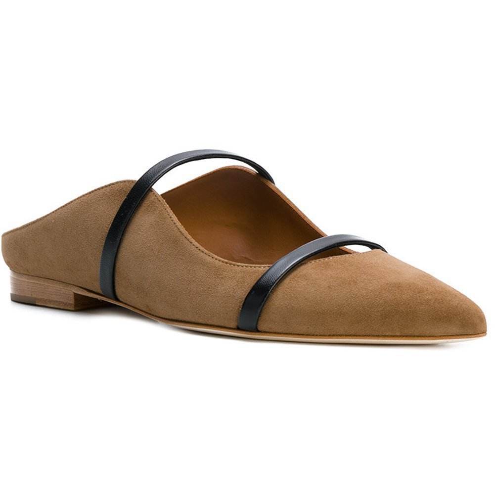 Pointed Toe Strap Flat Casual Shoes - Mubimart