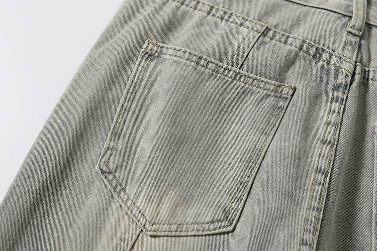 Washed And Worn Flared Jeans - Mubimart