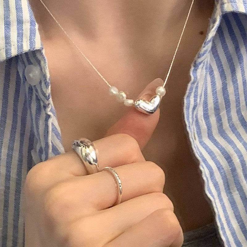 Love Pearl Clavicle Chain Necklace For Women - Mubimart