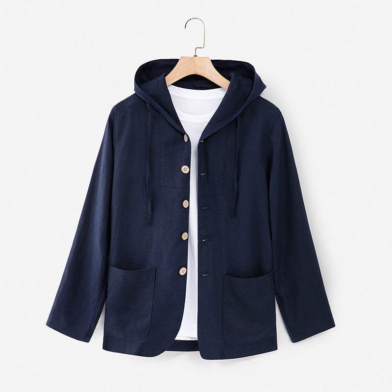 Linen Shirt Casual Linen Hooded Loose Breathable Jacket - Mubimart