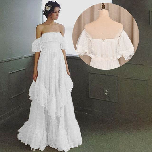 Women's Fashion Polka Dot Wedding Dresses - Mubimart
