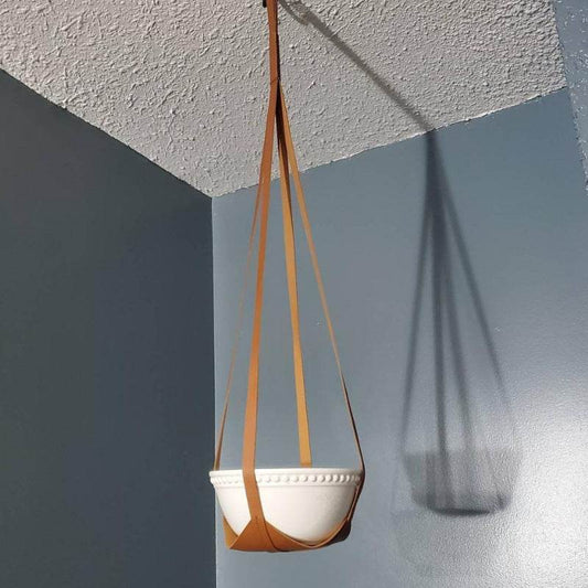 Leather Hanging Basket Indoor Plant Planter Hammock - Mubimart
