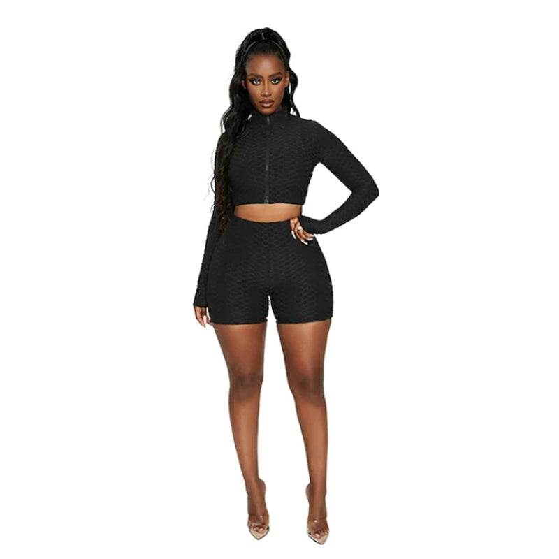 Women's Tracksuit Yoga Fitness Suit Activewear Set Tummy Control Butt Lift Long Sleeve Sport Clothing - Mubimart