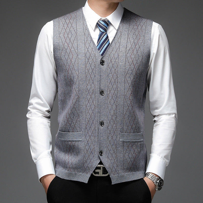 Men's Casual Buckle Knitted Sweater Vest