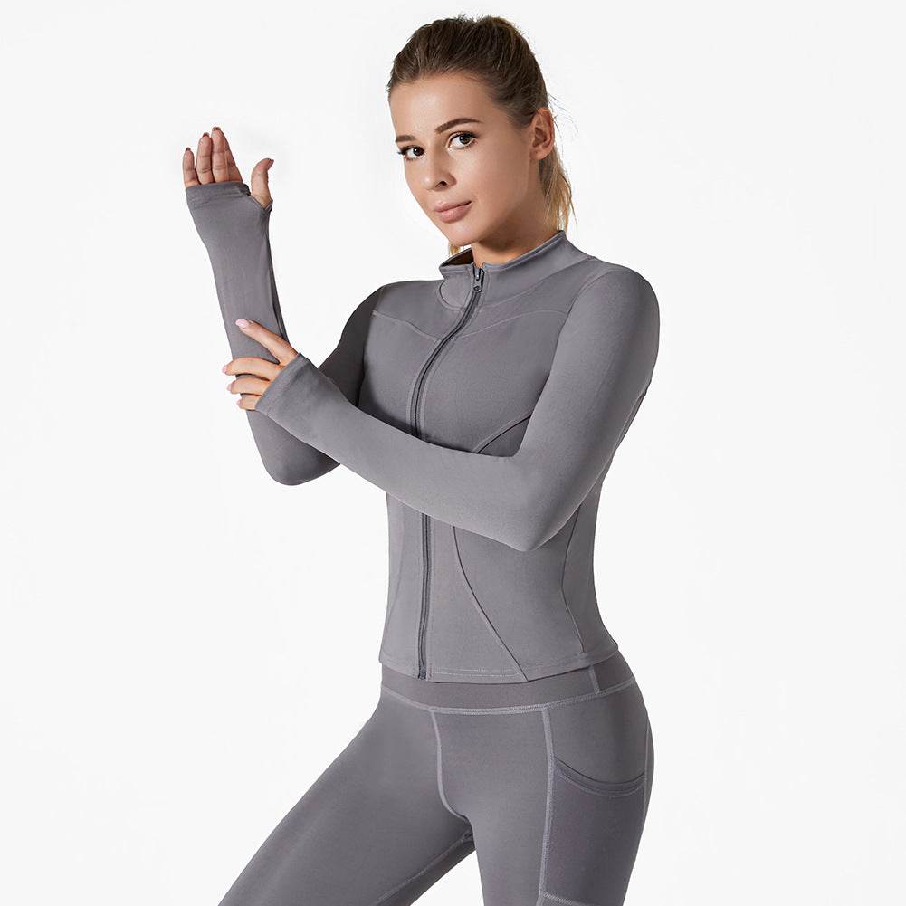 Running Training High Elastic Breathability Jacket Long Sleeve Top Workout Clothes - Mubimart