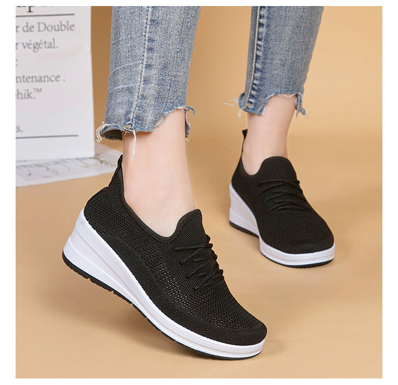 Women's Mesh Breathable Casual Platform Wedge Heels