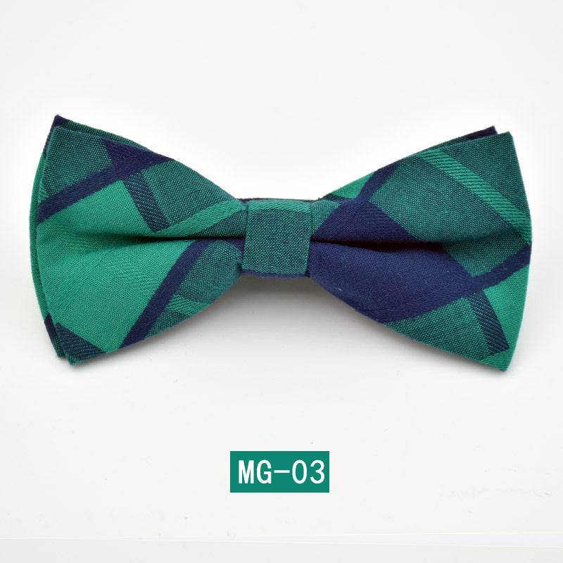 Cotton Bow Tie Men's Wedding Groom Plaid Bow - Mubimart