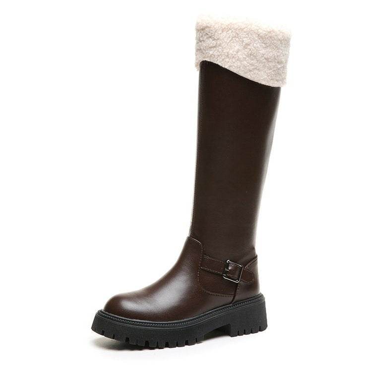 Plus Velvet Was Thin Snow Boots Tall And Thin Boots - Mubimart