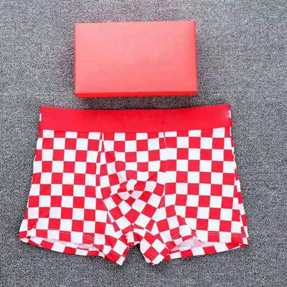 Checkered Men's Cotton Boxer Boxer Briefs - Mubimart