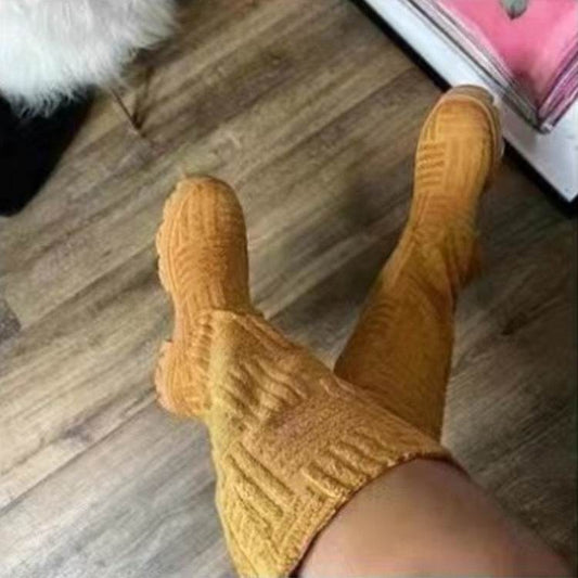 Mid Calf Boots Fashion Platform Western Boots Women Autumn Winter Shoes - Mubimart
