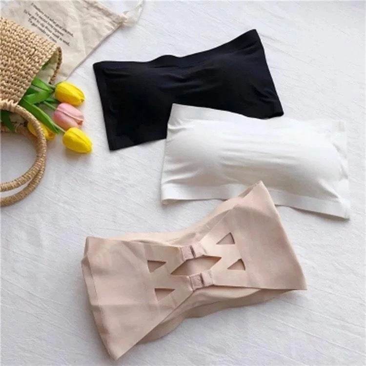 Strapless Ice Silk Bra And Undershirt Chest Wrap Breathable Underwear - Mubimart