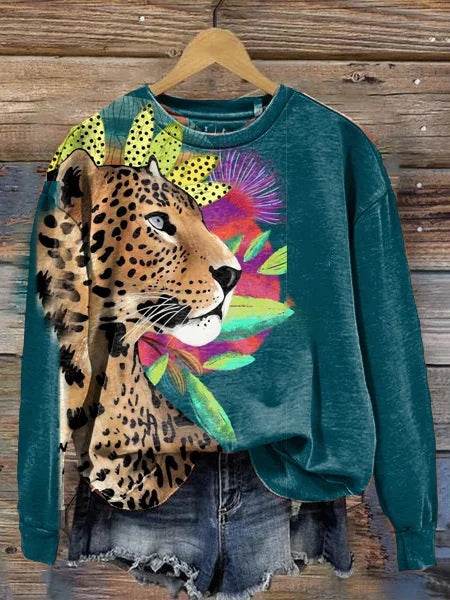 Long-sleeved Round Neck Tie-dye Printed Hoodies - Mubimart