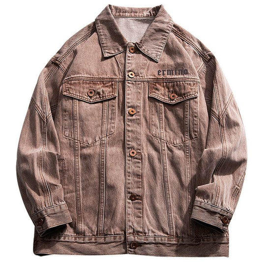 Mens Vintage Denim Jacket Cross - Mubimart