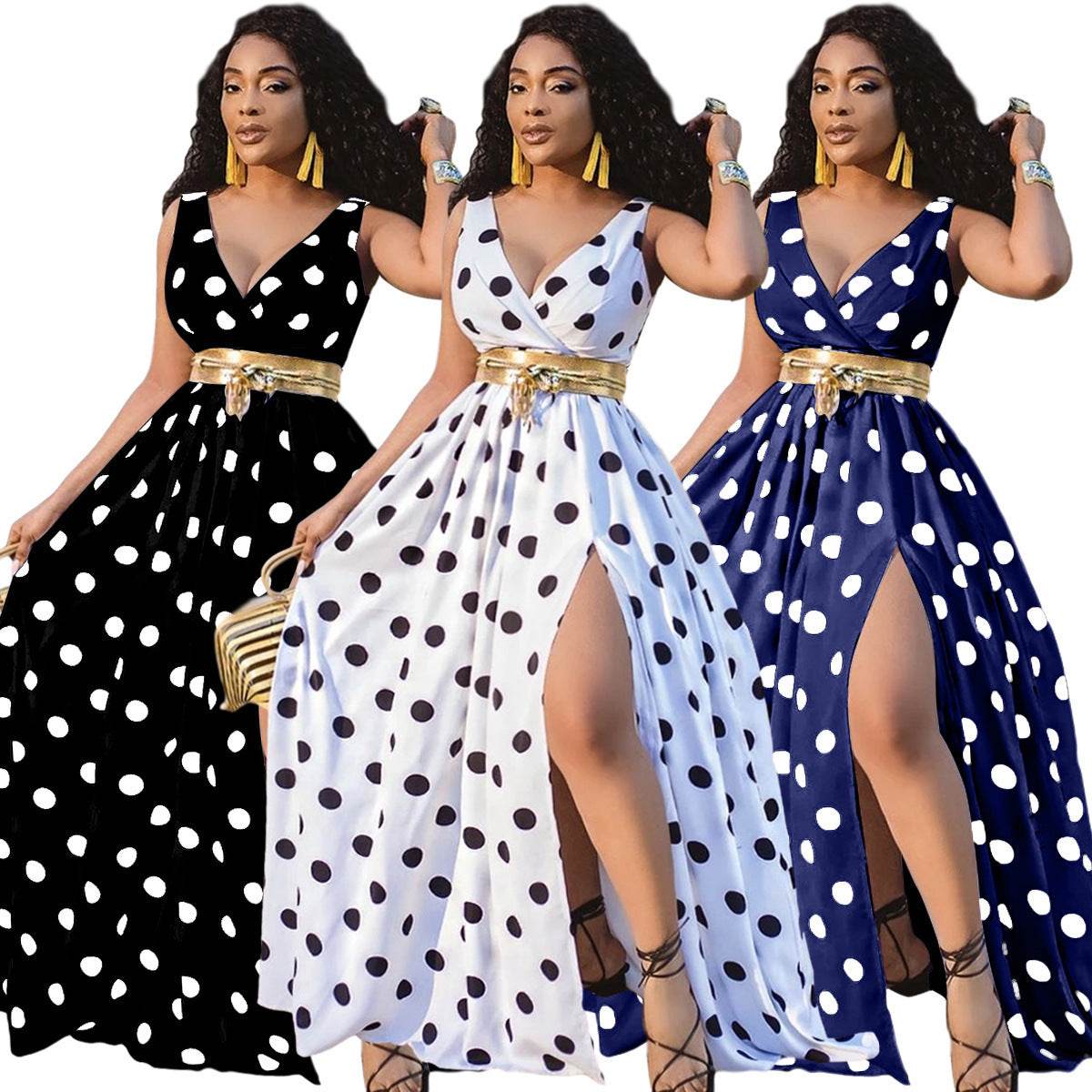Sexy Dresses Women Party Ladies Belt Plus Size Forked Club Dresses - Mubimart