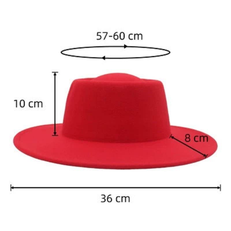 Retro Fedora 8cm Wide Brim Solid Color Concave-convex Dome Woolen Hat - Mubimart