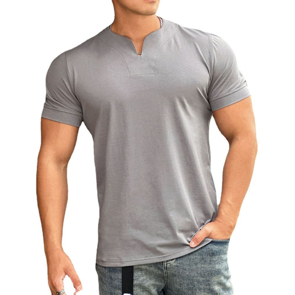 Men's Fashion Loose V-neck Short-sleeved Shirt Workout Exercise T-shirt