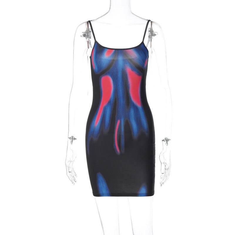 Personalized Printing Slip Slim Hip Dress - Mubimart