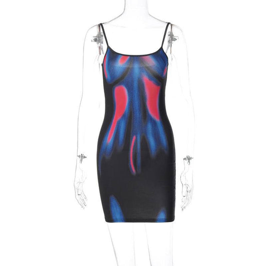 Personalized Printing Slip Slim Hip Dress - Mubimart