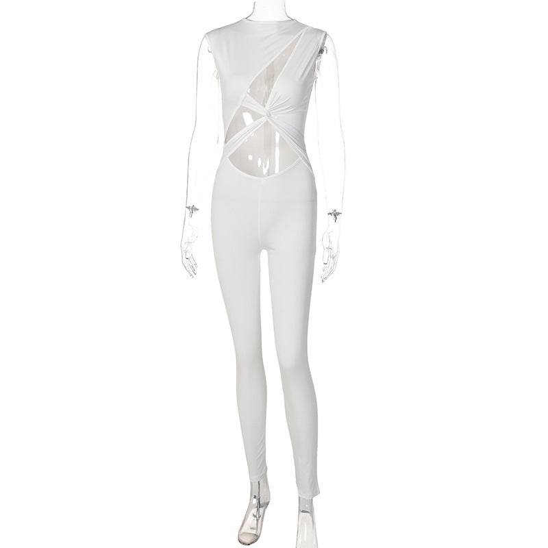 Hollow Out Exercise Fitness Jumpsuit Women - Mubimart
