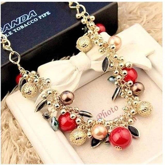 Pearl Crystal Necklace Exaggerated Clavicle Chain Necklace Women - Mubimart
