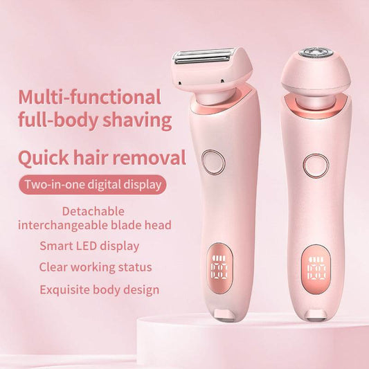 2 In 1 Hair Removal Epilator USB Rechargeable Trimmer Women Body Razor Face Leg Armpit Bikini Hand Pubic Shaver Hair Remover - Mubimart