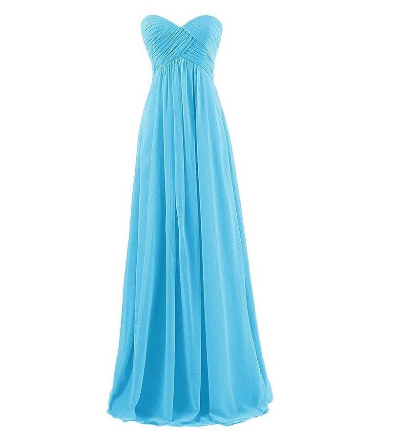 Tube Top Chiffon Long Prom Dinner Dress - Mubimart