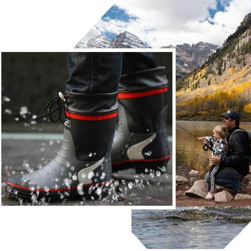 Warm Rain Boots Men's One Body Plus Velvet Thickened Rain Boots - Mubimart