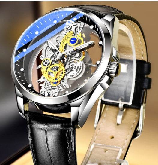 Men Watch Skeleton Automatic Quartz Watch Gold Skeleton Vintage Man Watch Mens Watches Top Brand Luxury - Mubimart