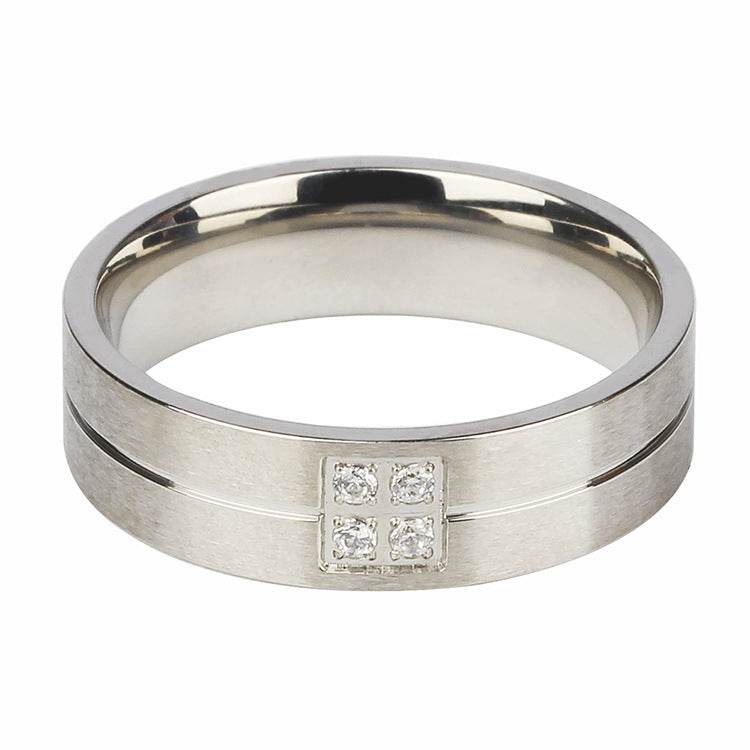 Zircon Frosted Steel Color Titanium Steel Ring Men And Women - Mubimart