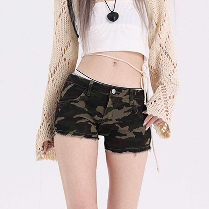 New Low Waist Camouflage Denim Super Shorts Women - Mubimart