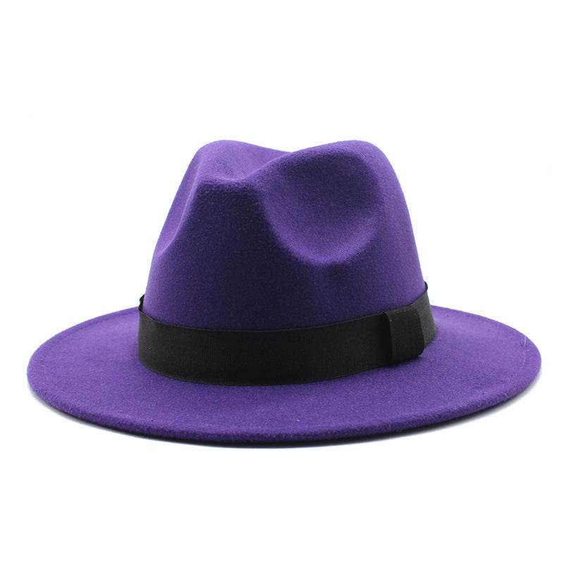 New Panama Flat Brim Fedora Hat Woolen Hat Men's And Women's Hats - Mubimart
