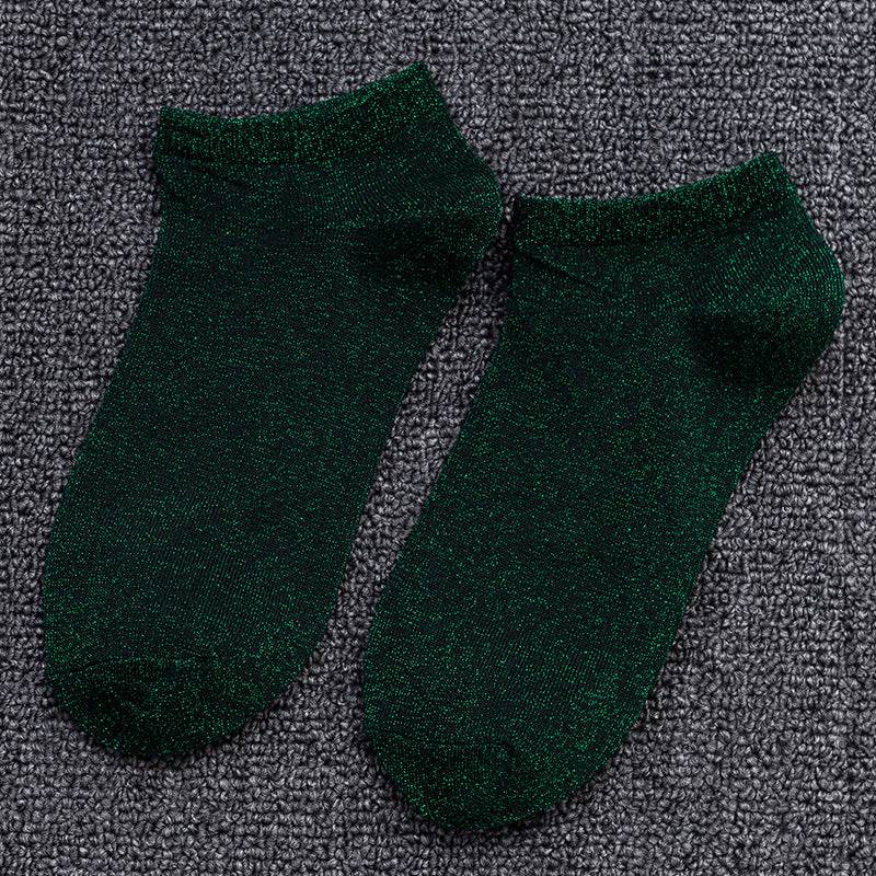 Spring And Summer New Japanese Socks Women's Low-cut Liners Socks Gold And Silver Silk Women's Thin Socks - Mubimart