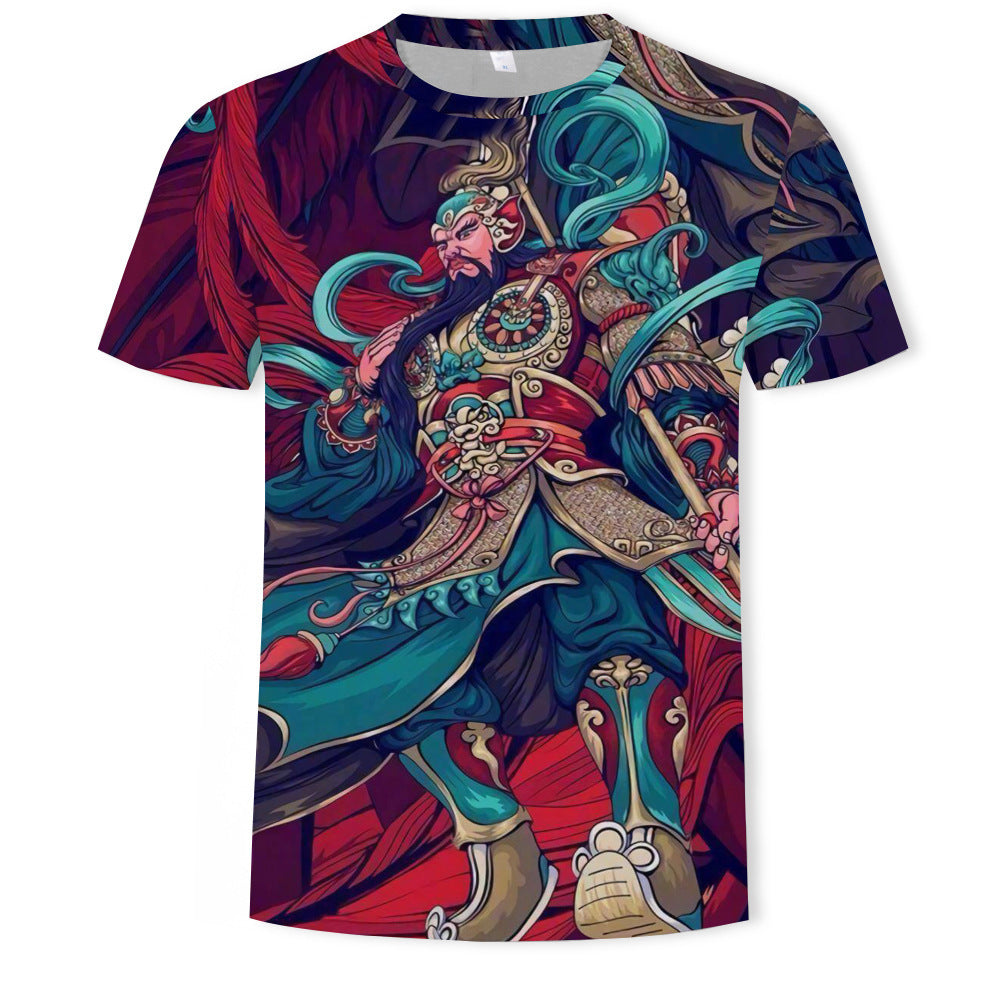 Mens Fashion Casual Digital Print Crew Neck T-shirt